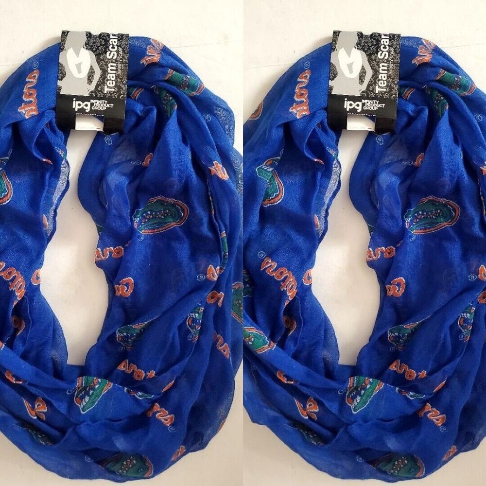 Set Of 2 Florida Gators Women's Infinity Loop College Scarfs Blue NWT